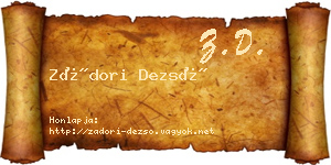 Zádori Dezső névjegykártya